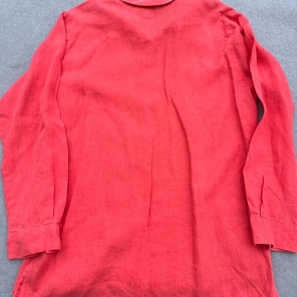 Lino by Chico's Size 2 XXL Linen Rose Button Front Long Sleeve Shirt - Picture 4 of 6